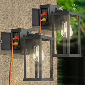 Porch Lights with GFCI Outlet, Dusk to Dawn Outdoor Lights with Outlet, Outside Lights for House Front Door Patio Garage
