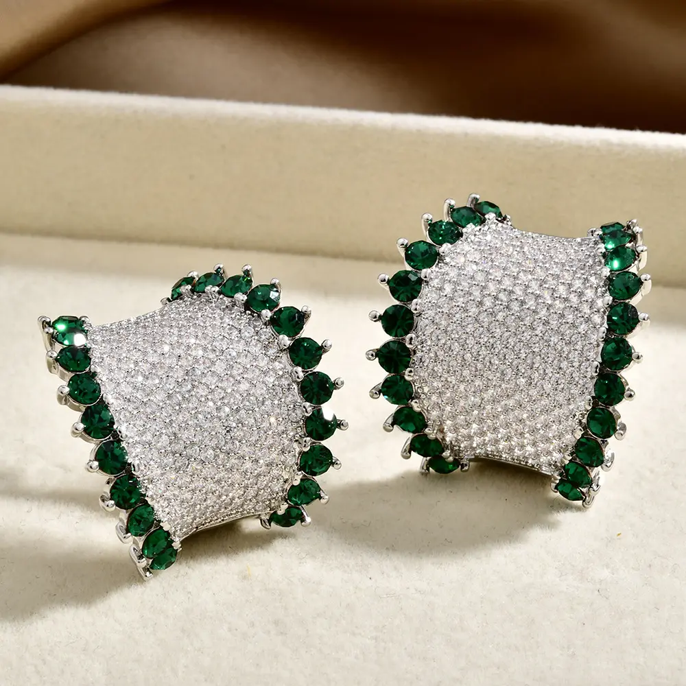 Silver green diamond (white k plated)