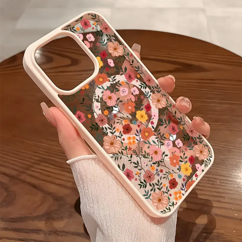 Premium MagSafe-Compatible TPU Smartphone Case for iPhone 12/13/14/14 Pro/15/16 Plus/17/18/Air/ProMax, Durable Custom Floral Botanical Y2K Aesthetic, Lightweight, Anti-Fall, Ultra-Thin, Screen Protector-Friendly Mobile Phone Accessory for Everyday Use