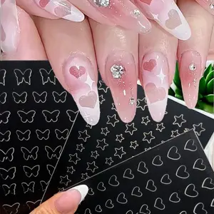 Set Stencils Airbrush Ombre Stickers Heart/Star/Butterfly Nail Art design decal