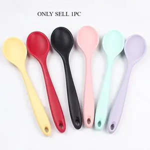 1pc Silicone Small Soup Spoon, Meal Spoon, Silicone Cooking Spoon, Kitchen Cutlery, Kitchen Tools