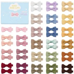 50 Pcs Fully Lined Hair Bows  Hairpins, 2' Hair Bows Clips Hair Accessories in Pairs
