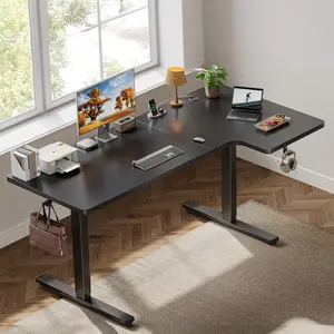 L-Shaped Electric Standing Desk 55" Adjustable Height Corner Computer Table with Memory Preset Ergonomic Sit-Stand Home Office Furniture for WFH Productivity & Desk Setup