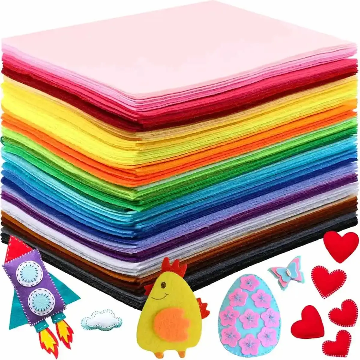 Felt Fabric Sheets – 40 Assorted Colors for Kids Crafts & Classroom Projects