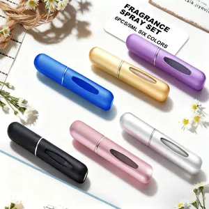 6 pack portable perfume set, fragrance spray, matte finish, Aesthetic, compact mini spray bottle design, equipped with bottom water injection box, suitable for home and travel use -5ml Cosmetic
