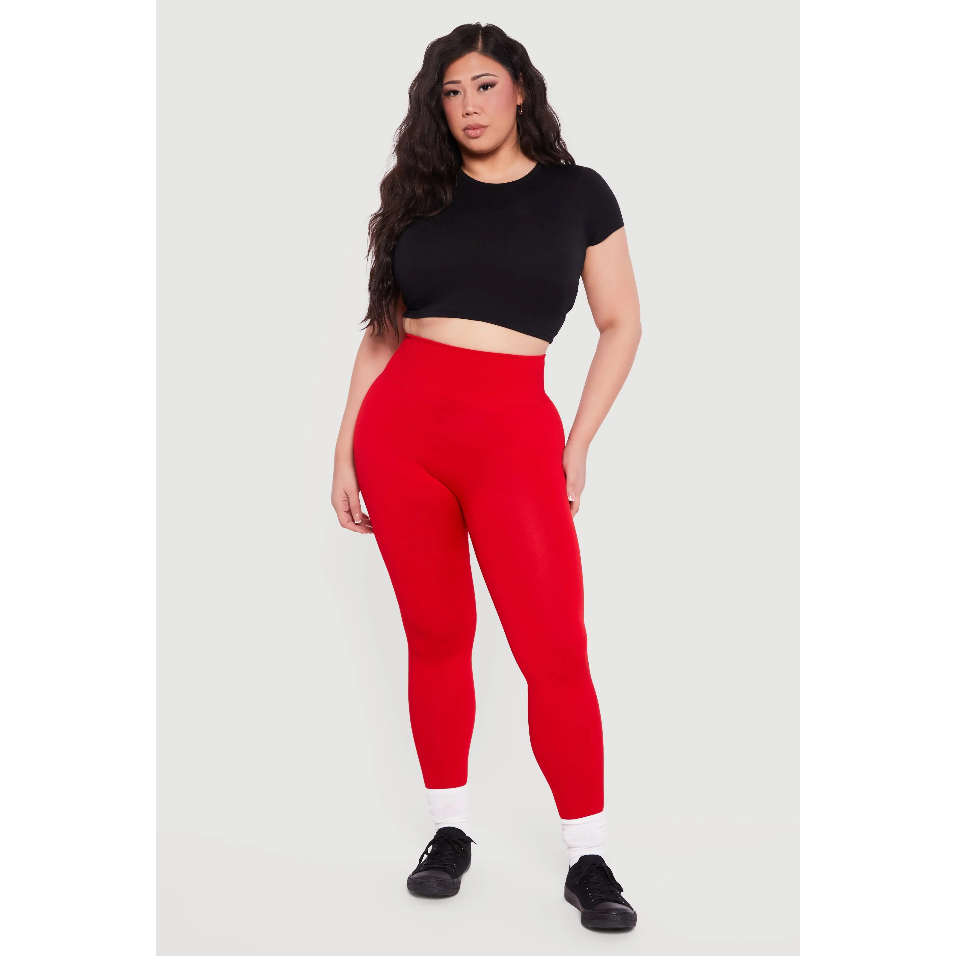 Plus Size Waffle Knit Waist Leggings