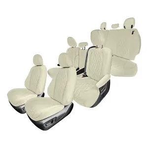 FH GROUP Custom-Fit Auto Seat Protectors & Automotive Seat Covers for 2021-2024 Toyota Sienna, Full Set Waterproof Solid Beige Neoprene, Airbag-Safe, Easy to Install
