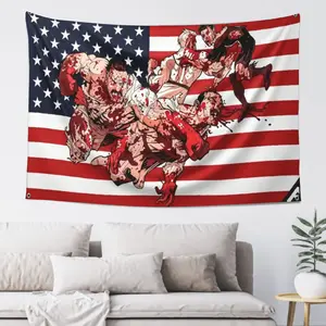 Premium 3x5 ft Invincible Anime Battle American Flag Banner, Sewn Stripes & Embroidered Stars, Heavy Duty Polyester Outdoor Display Tapestry Backdrop, Man Cave Room Decor