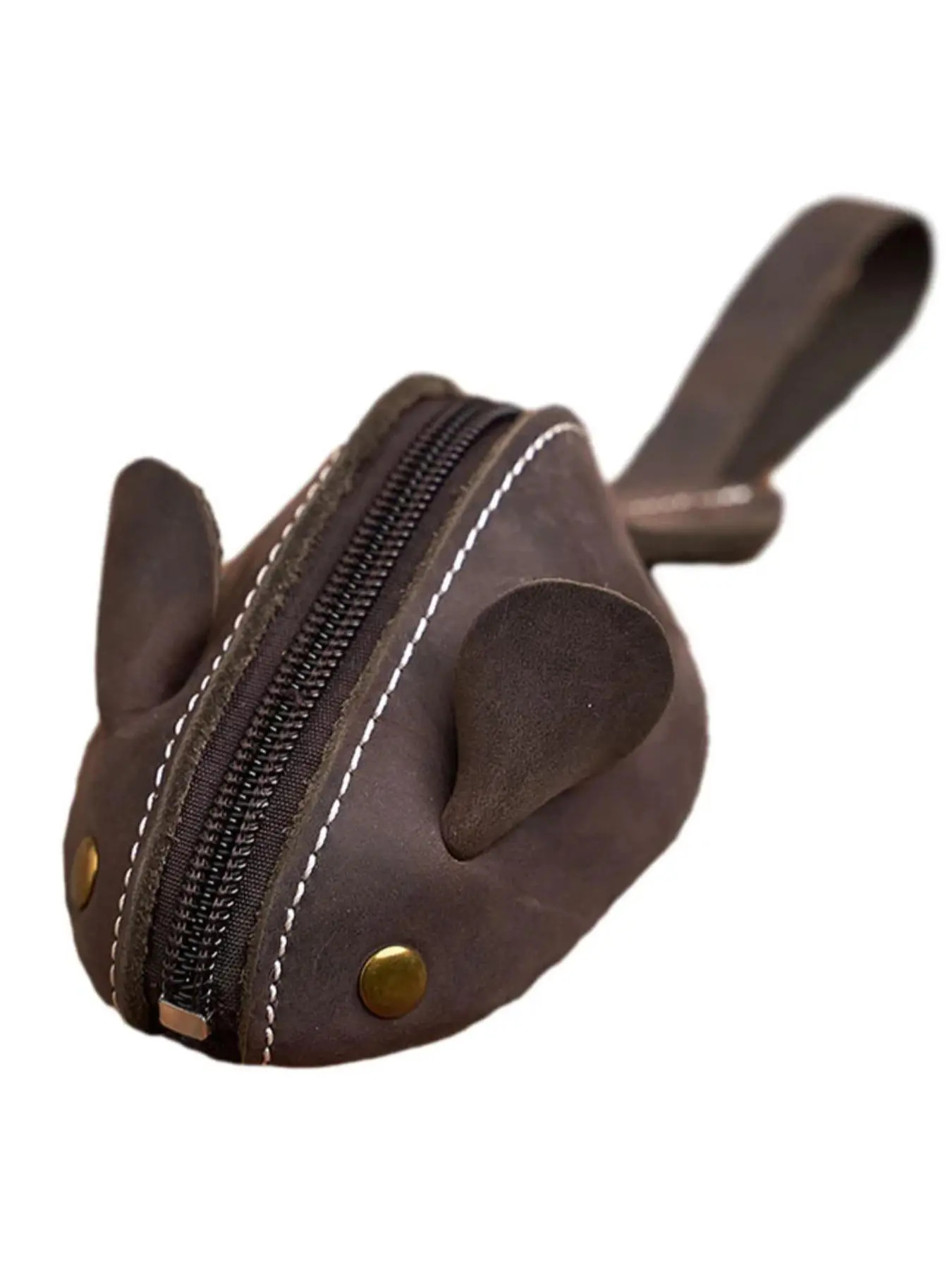 Genuine Leather Women's Cute Mouse Design Coin Wallet with Secure Zip Fastening, Zipper Wallet Design, Trendy Leather Compact Utility Mini Wallet, Fashionable Novelty Vintage Wallet for Daily Use for Women & Girls, Zipper Coin Purse, Leather Wallets