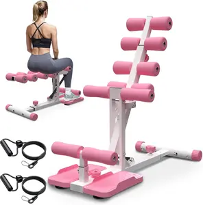 SAYGOGO Deep Squat Machine for Home-Glutes Trainer Machine with Resistance Bands Squat Assist Trainer for Core & Legs Workout Ideal for Home Gym, Apartment & Office-White Pink
