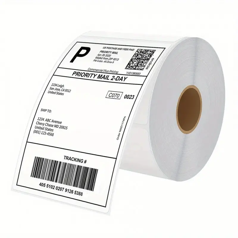 500pcss/Roll, 4"x6" Direct Thermal Shipping Label Compatible With Rollo, Brother, Zebra And Most Thermal Printer Perforated Postage Label Paper For MUNBYN, DYMO, JADENS