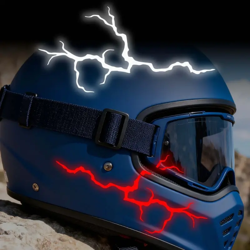 2PCS Reflective Lightning Motorcycle Motorbike Helmet Stickers, Custom Decal, Modified Waterproof Self-adhesive Vinyl Decals, for DIY Scooter Fuel Tank, Side Panels, Front Fairing, Decal Set (Reflective Red, Silver, Orange, Blue)