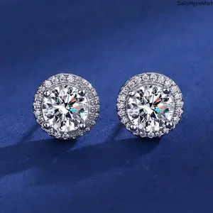 0.3-1ct Round Cut Brilliant Stud Earrings, Zirconia Unisex Fashion Jewelry