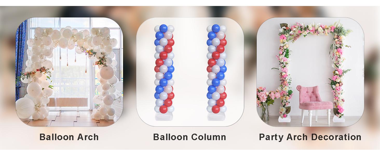 6.5 Feet Balloon Arch Stand with Balloon Base, 2 Set 78.7 Inch Balloon Column Stand Kit with Base, Bags andGlue Point, Balloon for Wedding, Birthday and Decoration