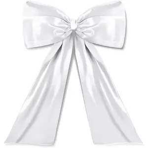 White Bow Decor Large Bow for Room,  Giant Ribbon Tie for Birthday Party Backdrop Wall Decor, Big Bow Themed Party Decoration (24 x 36 Inches)