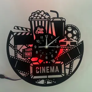 Cinema Theme Vinyl Wall Clock, Perfect for Living Room Kitchen Bedroom, Great Gift Idea, No Batteries Included