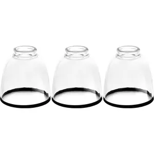Ceiling Fans Clear Glass Shade Replacements, 3-Pack Lampshades Glass Shade Covers Round Black Border for Light Fixtures Chandelier Vanity Lights Wall Sconces Pendant Light, 1.65 In Fitter