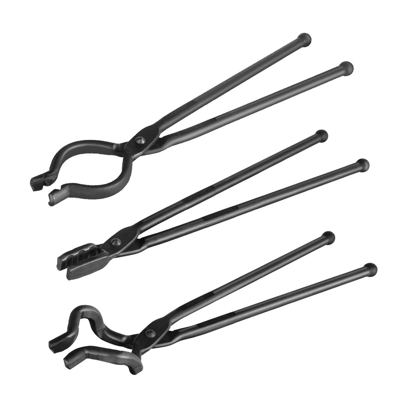 VEVOR Blacksmith Tongs, 18' 3 PCS, V-Bit Bolt Tongs, Wolf Jaw Tongs and Z V-Bit Tongs, Carbon Steel Forge Tongs with A3 Steel Rivets, for Beginner and Seasoned Blacksmiths, Bladesmiths and Craftsmen