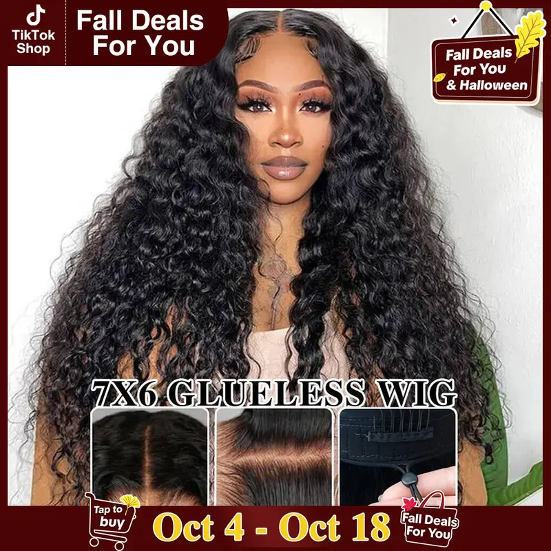 STERLY 200% Density Glueless Wigs 13x6 Full Lace Frontal Deep Wave Wig Human Hair Wig Pre Plucked Pre Cut Water Wave Wig Ready to Wear Glueless Curly Wig Beginner Friendly Full Lace Frontal Wig #tiktokshopstockup