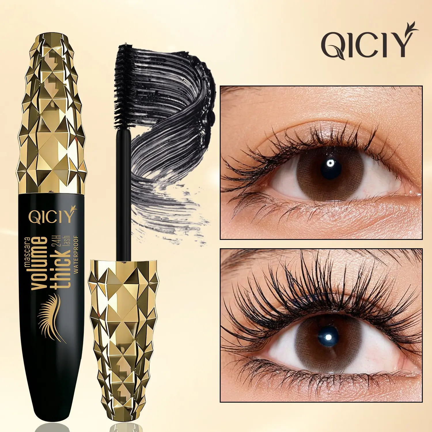 Lash-Lifting & Volumizing Mascara - Black Mascara for Instant Volume, Length & Lift - Smudge Proof & Up To 24H Wear - Black