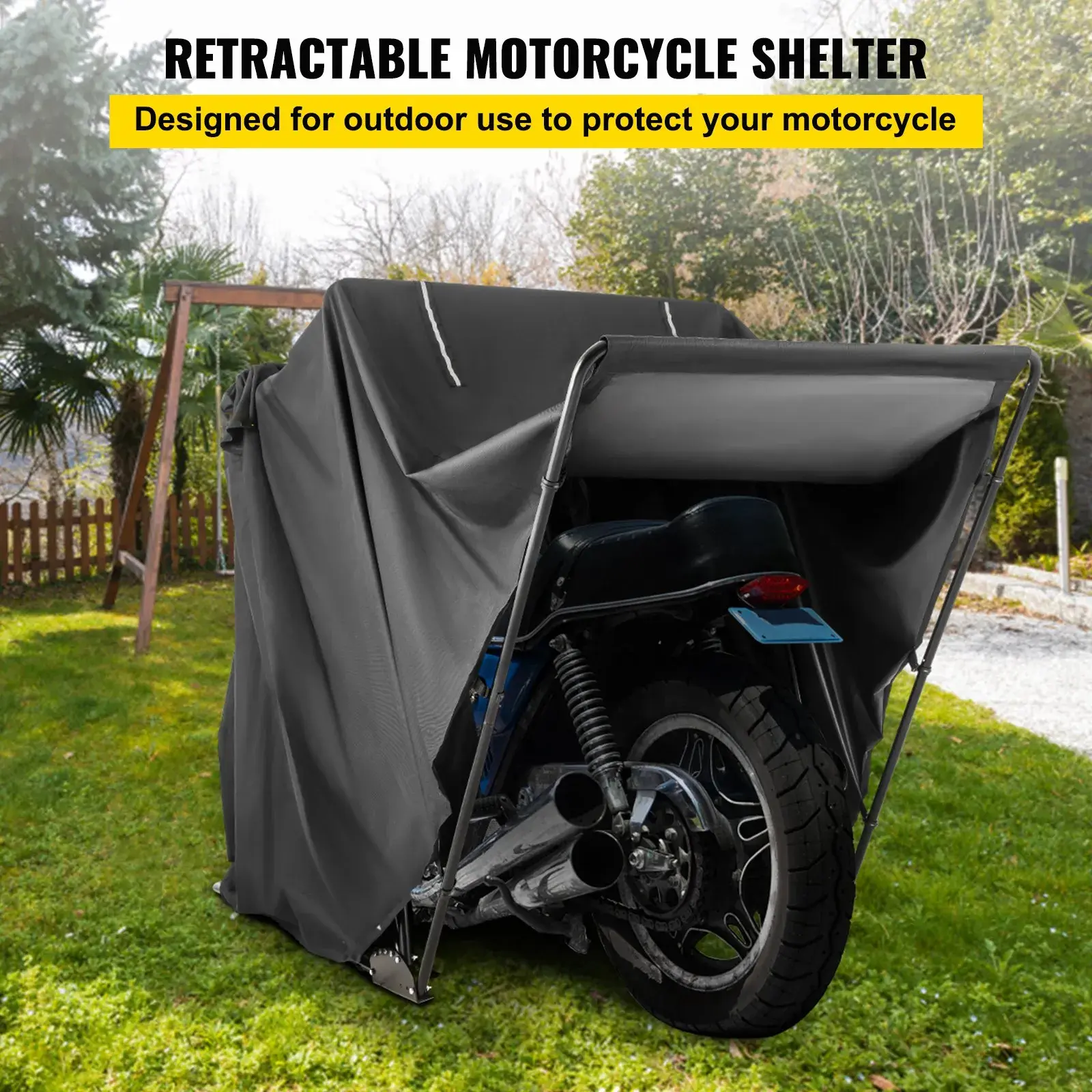 Motorcycle Shelter Shed Strong Frame Motorbike Garage Waterproof 106.3"x 41.3"x 61" 600D Oxford Fabric Anti-Corrosion Durable Frame Scooter Cover Tent