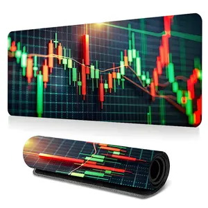 Colorful Stock Market Gaming Mouse Pad Financial Traders Chart Mouse Pads for Desk XXL Mouse Pad for Laptop Extended Mouse Pad 35x16Inch Non-Slip Rubber Base Stitched Edge Suitable for PC Gamers Office Workers & Home Use