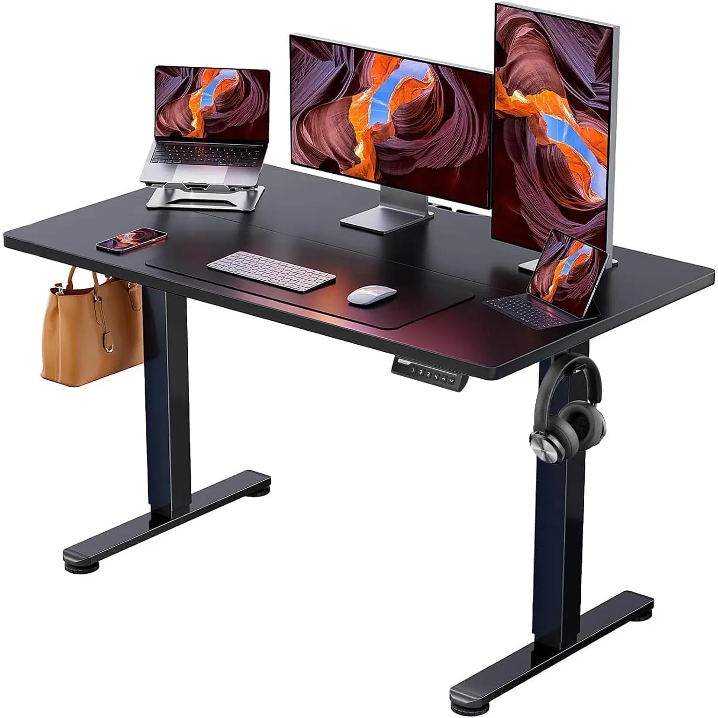 Ergear Height Adjustable Electric Standing Desk, 48 X 24 Inches Sit Stand up Desk, Memory Computer Home Office Desk (Black) ErGear