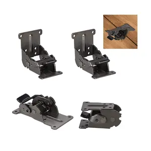 0-90-180 Degree Folding Hinge Locking Foldable Invisible Brackets for Table Extension Panel Support in Galvanized Iron, Pack of 4