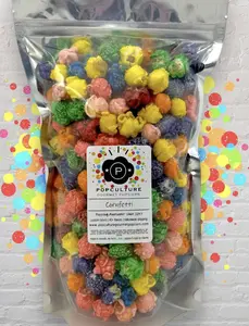 Popculture Cornfetti Popcorn - Banana, Blueberry, Cherry, Cotton Candy, Grape, Green Apple, Orange, and Strawberry Flavors - Snack, Crunchy