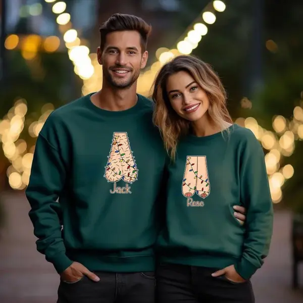 Personalized Funny Christmas Couple Sweatshirt | Custom Name Couples Sweater | Funny Sayings | Matching Christmas Gift