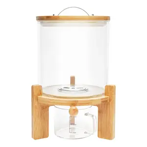 5L Glass Cereal Dispenser with Bamboo Lid – Airtight Food Storage Container for Rice, Coffee & Dry Foods