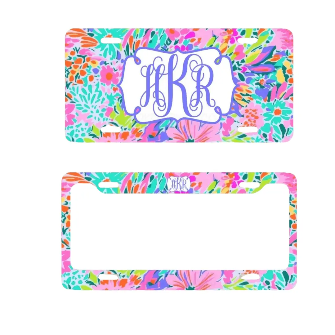 Custom Monogrammed Front License Plate, License Plate Frame, Personalized Car Accessories, Gifts for Her Lightweight Wall Decor