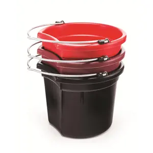 KD-120 20 Qt. Flat Back Bucket | Mane & Tail Saver Feed and Water Bucket