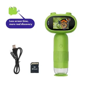 Kids Electronic Microscope 1000X Handheld STEM Science Toy for Exploring Plants & Insects Fun Gift with Type-C Data Cable & Instructions Rechargeable Cordless