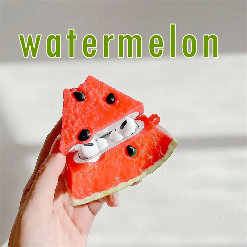 1 piece watermelon-shaped earphone case, durable and shockproof silicone earphone case, Apple wireless Bluetooth earphone case, compatible with AirPods 1/2/3/4/pro/pro2/pro3, Earbuds