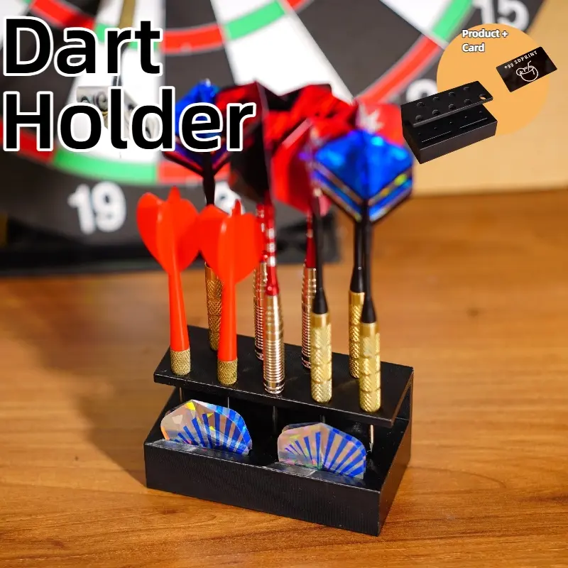 2PCS Darts & Dart Flight Holder, Holds 9 Darts & 2 Dart Flights, Dart Accessories Storage Rack, Darts Gear, Space-Saving Dart Stand for Home, Game Room & Bar [Holder + Cards]