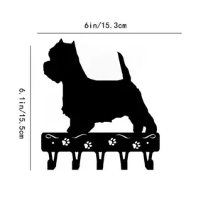 Western Highland Dog Key Hanger – 6/9 Inch Metal Wall Art, Functional and Stylish Key Holder, Towel Rack, and Coat Rack Combo, Ideal for Home Organization