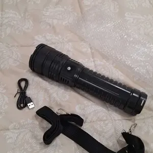 Hoodink 2-in-1 Strong Flashlight (Power Bank), Digital display of power, Rechargeable, Zoomable, Waterproof, Adjustable Brightness Flash Light for Outdoor, Emergency, Camping Accessories，Fishing Garden Lighting Night security Garage Lighting