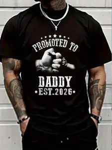 100% Cotton Mens Promoted To Daddy Est 2026, Soon To Be Daddy 2026 T-Shirt Women's Men's Graphic Tee Crew Neck summer vacation Tops