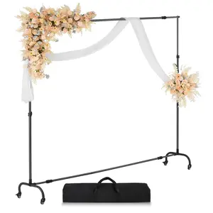 VEVOR Backdrop Stand with Wheels,  , 7 x 10 ft Adjustable Photo Backdrop Stand Kit, Moveable Background Backdrop Stand, Heavy Duty Projector Screen Stand, for Wedding, Photo Studio & Party