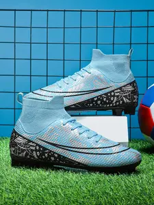 Parent - Child Black - Gray Camouflage Firm Ground Soccer Cleats, Sports Competitive Style, Breathable Knit Material, Firm Ground Studs for Grip, Comfortable on Feet, Ideal for Parent - Child Soccer & Professional Training, Soccer Shoes