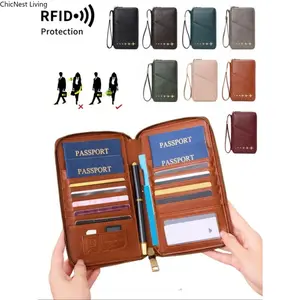 Multifunctional Zipper Travel Passport Wallet, Holds Up To 5 Passports, RFID Blocking Anti-Theft Card Holder, Family Travel Document Organizer, Unisex Travel Essential Accessory, Ideal Gift for Christmas & Valentine's Day