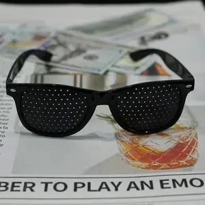 Unisex Pinhole Glasses for Vision Training & Eye Fatigue Relief, Lightweight Black Frame, Improves Myopia & Astigmatism, Comfortable Daily Wear Eyewear