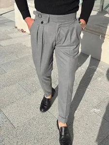 Men's Business Casual Long Pants, Wrinkle-Resistant Sturdy Fabric, Loose Fit Slimming, Daily Commute Wear, Italian Luxury Retro Straight Leg Pants, Business Work Trousers, Commuting Bottoms, Fashion