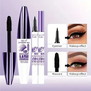 2 Sets Of new mascara and eyeliner combo, 2 in 1 mascara eyeliner, 4 pieces in total, 24-hour long-lasting smudge-proof liquid eyeliners and mascaras