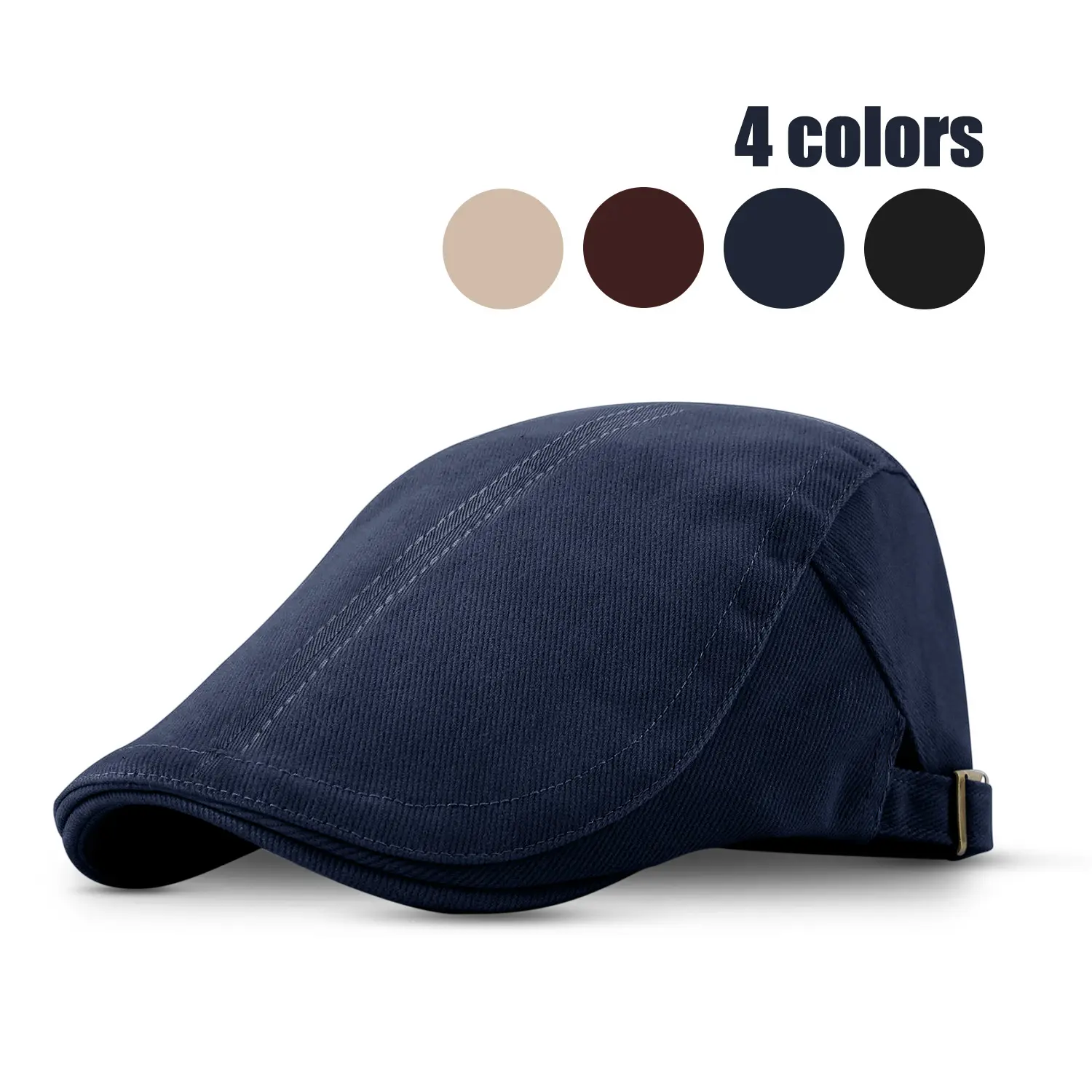 Men's Cotton Newsboy Flat Cap - Adjustable Headwear with a Breathable Fit, Ideal for Driving, Golf & Hunting, Sports, Cotton Cap Hats, Newsboy Cap
