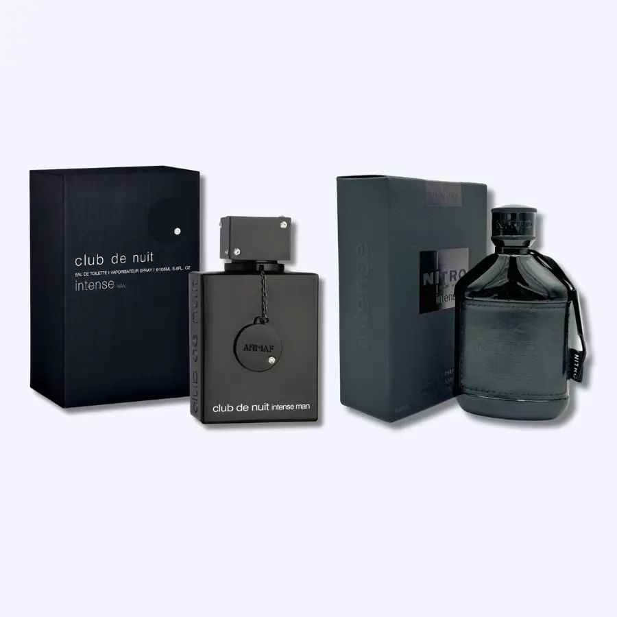 Armaf 2-Piece Perfume Gift Set for Men, Club de Nuit Intense Man EDT (3.6 oz) & Nitro Black Intense EDP (3.4 oz), Aromatic Citrus & Woody Scented Fragrance, Single Item