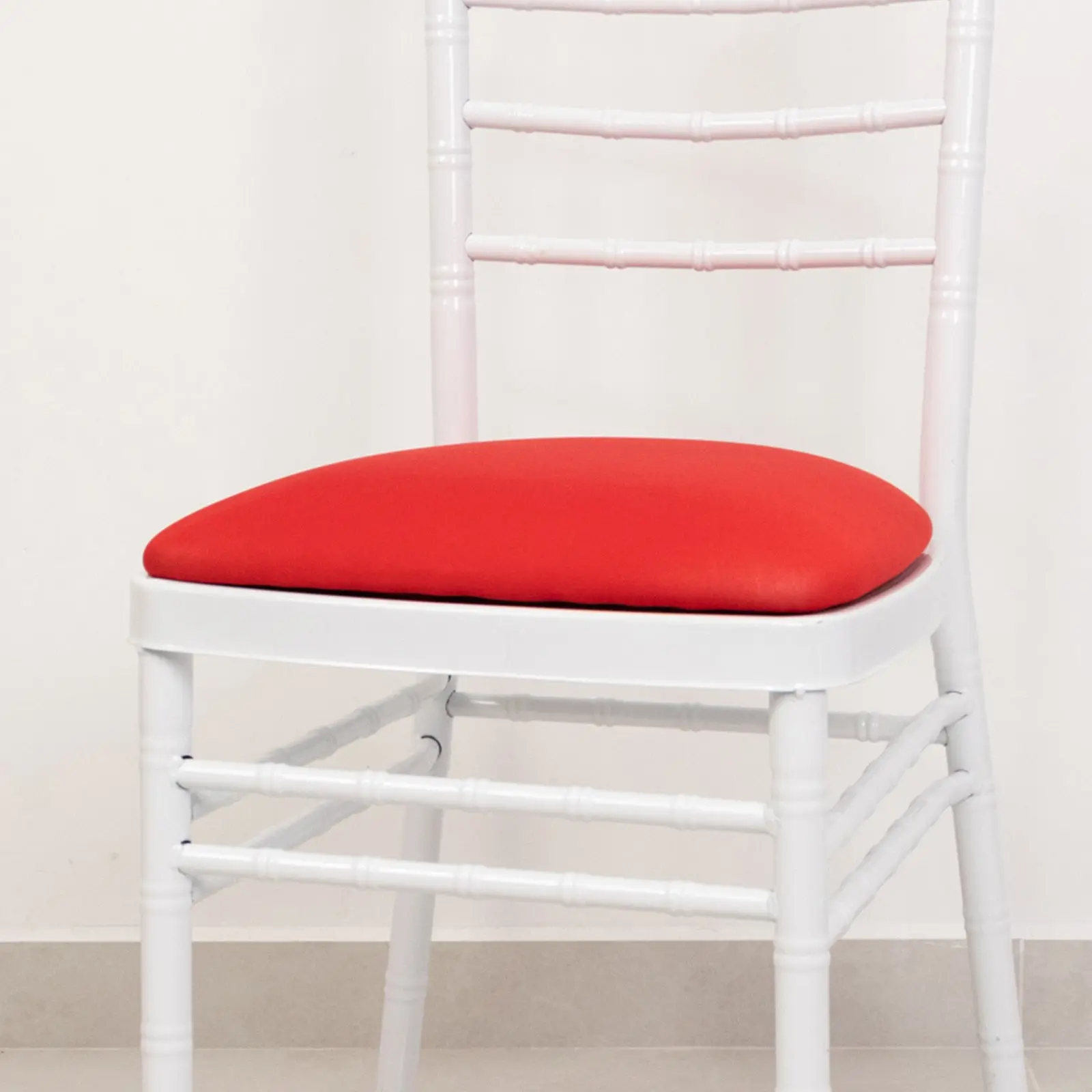 Solid 5-Pack Spandex Stretch Chiavari Chair Cushion Covers - Red Elastic Stretch Pads, Washable Covers for Dining Chairs, Fitted Pads