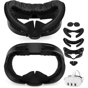 Facial Interface &  Pad Cushion Compatible with Meta/Oculus Quest 3 Accessories, Replacement PU Leather  Cushion, Anti-, Anti-Leakage   Cover, Not Fit Quest 3S
