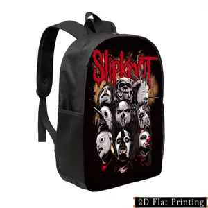 Slipknot Band Graphic Print Backpack - Lightweight Large Capacity Unisex School Bag with Adjustable Straps & Side Pockets, Durable Zipper Closure, Hand Washable Casual Backpack for & Music Fans, Foldable Design